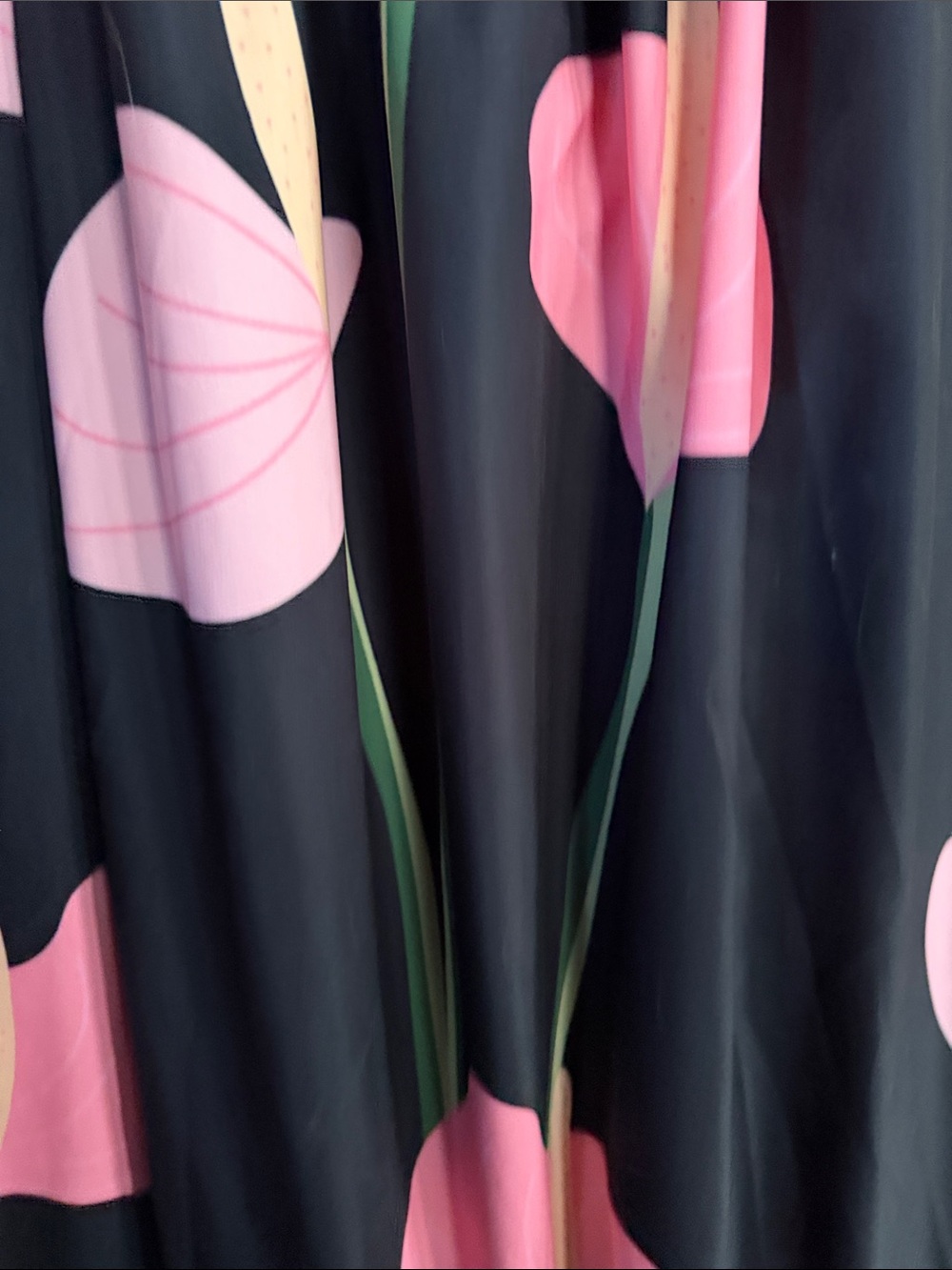 Fighting Eel Cupid Anthurium Black Maxi Dress with Pink Floral Print - Picture 13 of 14